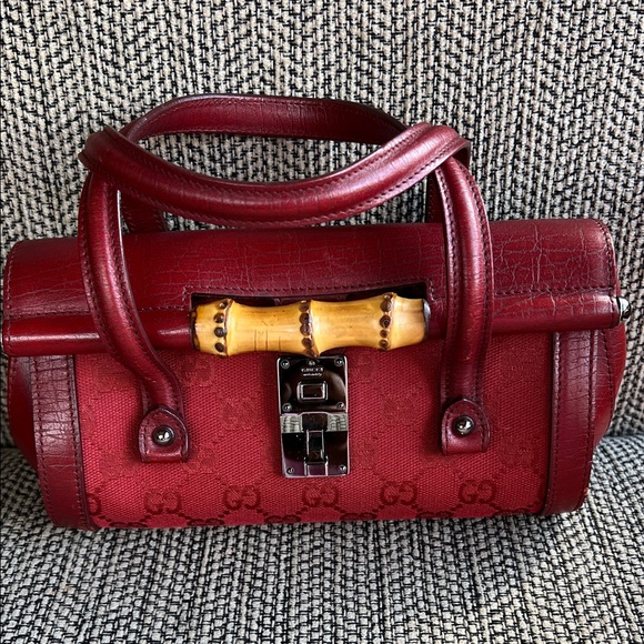 Vintage Gucci Burgundy Bamboo Satchel - Picture 1 of 11